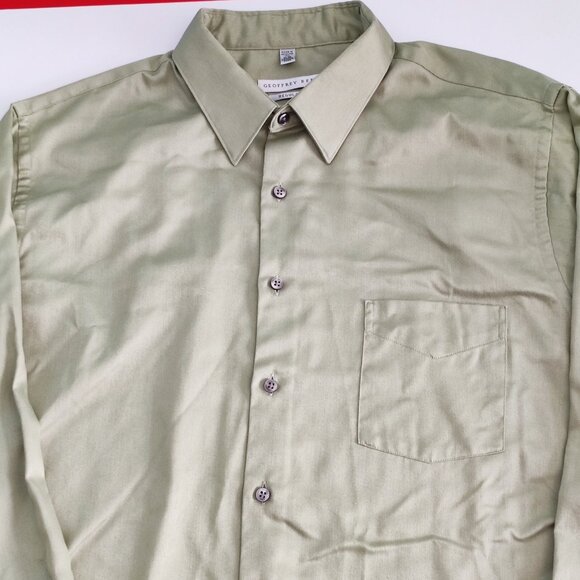 Geoffrey Beene button down shirt men's size 17.5 34-35 olive green regular fit - Picture 2 of 12